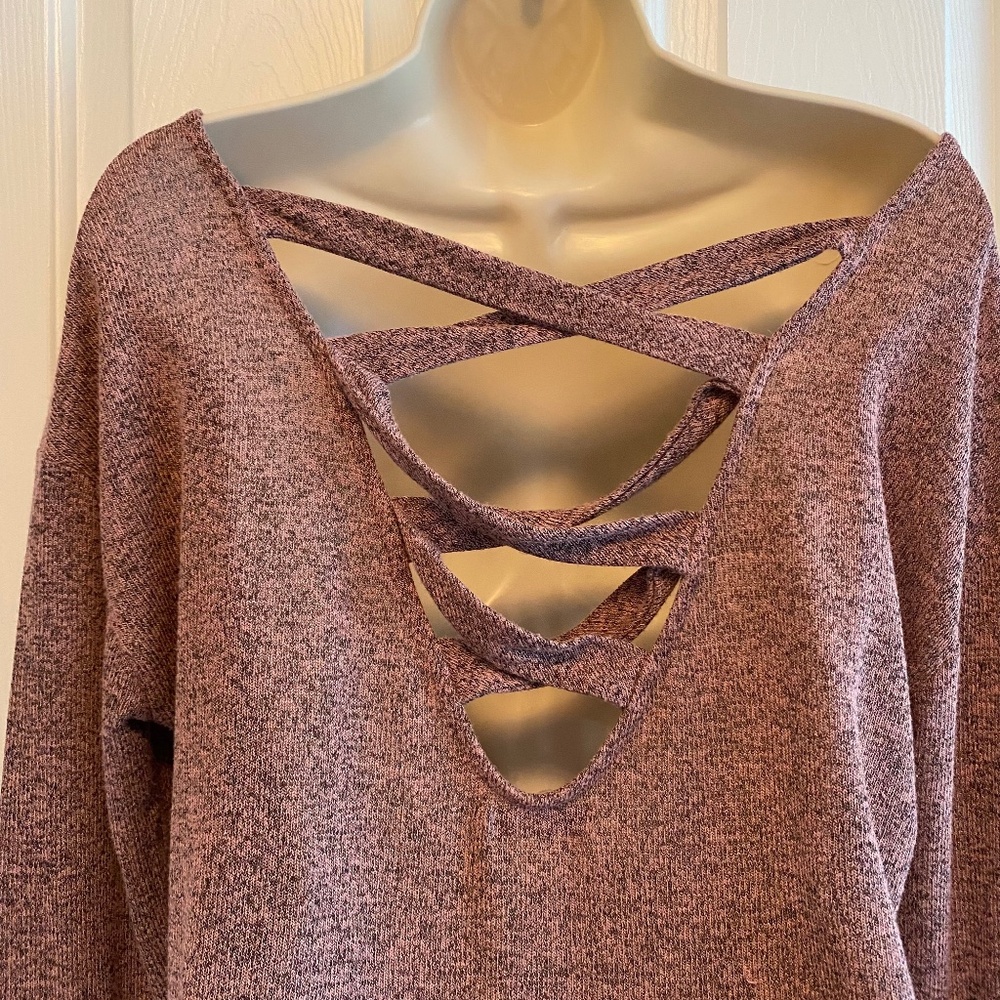 BUY 2 ITEMS & GET 1 FREE - Shiela Rose Corset Back Pink Heather Sweater Sz L